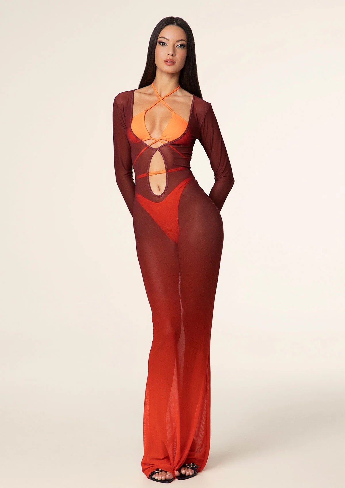 Vestito lungo Donna F**K Degradè Rosso