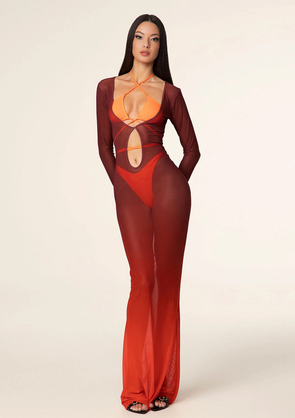 Vestito lungo Donna F**K Degradè Rosso
